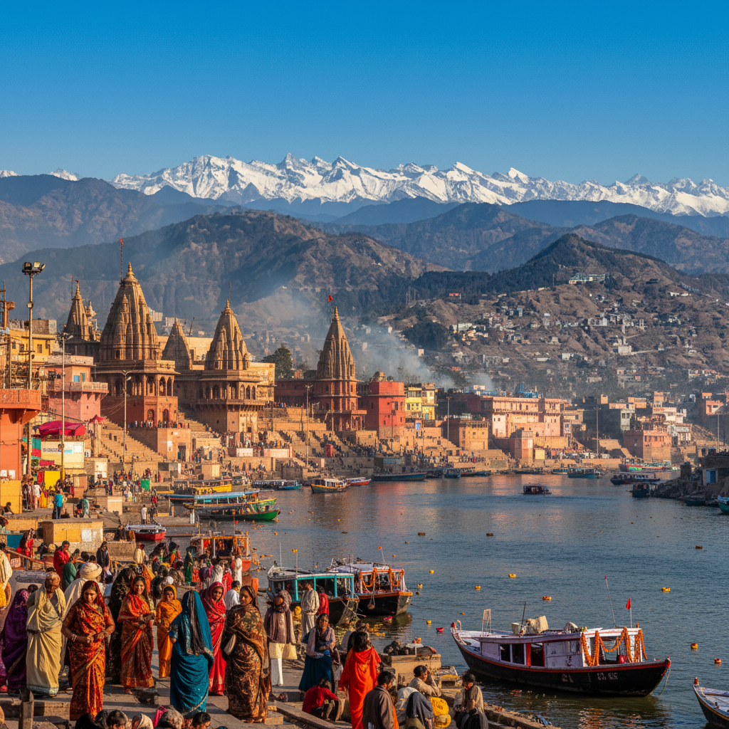 an Indian travel scene, vibrant and culturally rich, showcasing iconic landmarks or landscapes